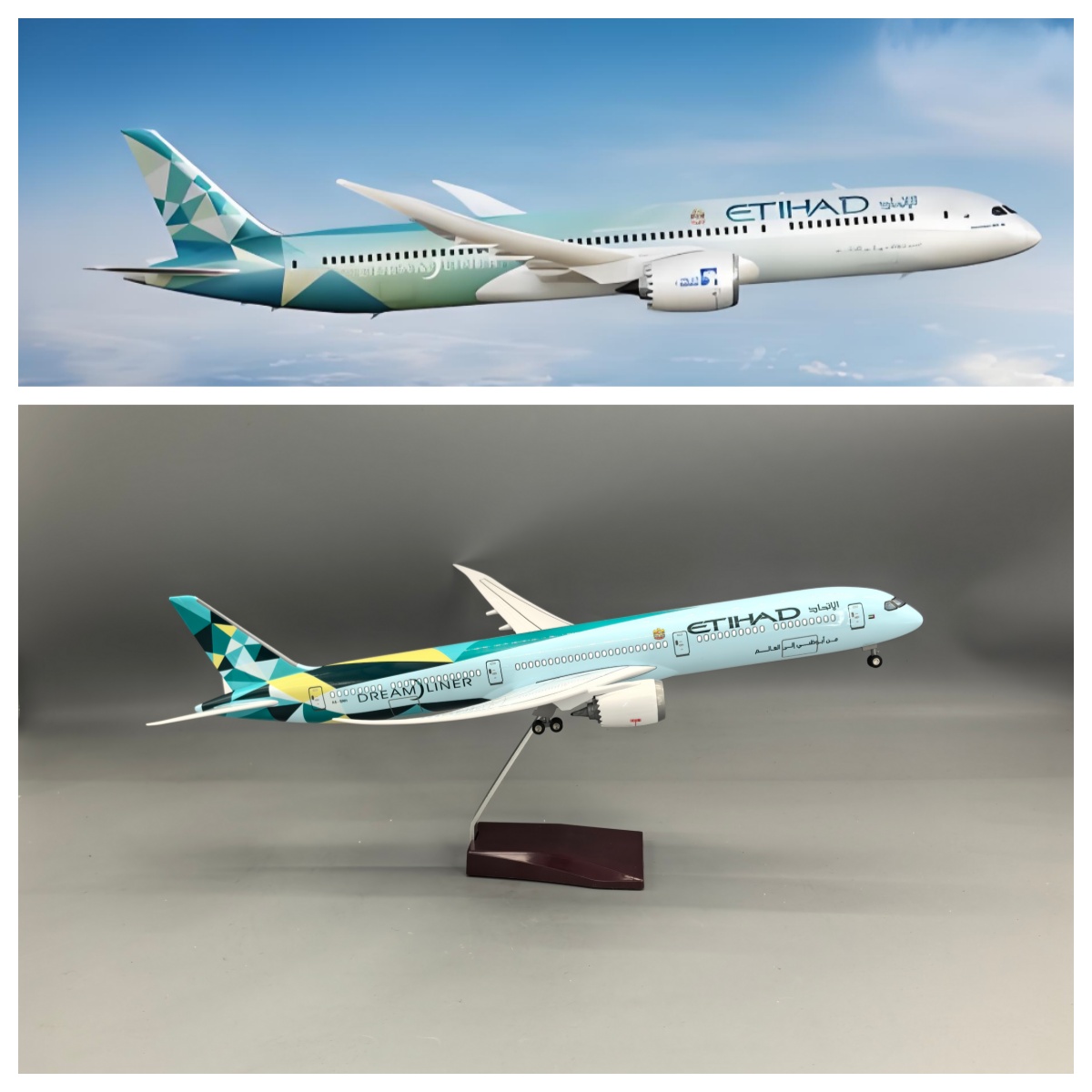 Model Airplane Plastic - 1/145 스케일 에티하드 B787-10 드림라이너 43CM
