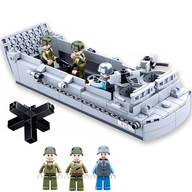 Lego Minifigure Holder - Sluban WW2 미국 군사 히긴스 착륙