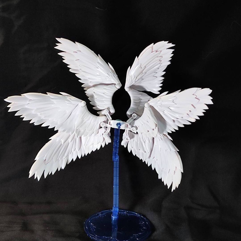 흰색과 검정색의 6개의 깃털 날개가 달린 천사 날개 모 - Action Figure Stand 리뷰 및 가격