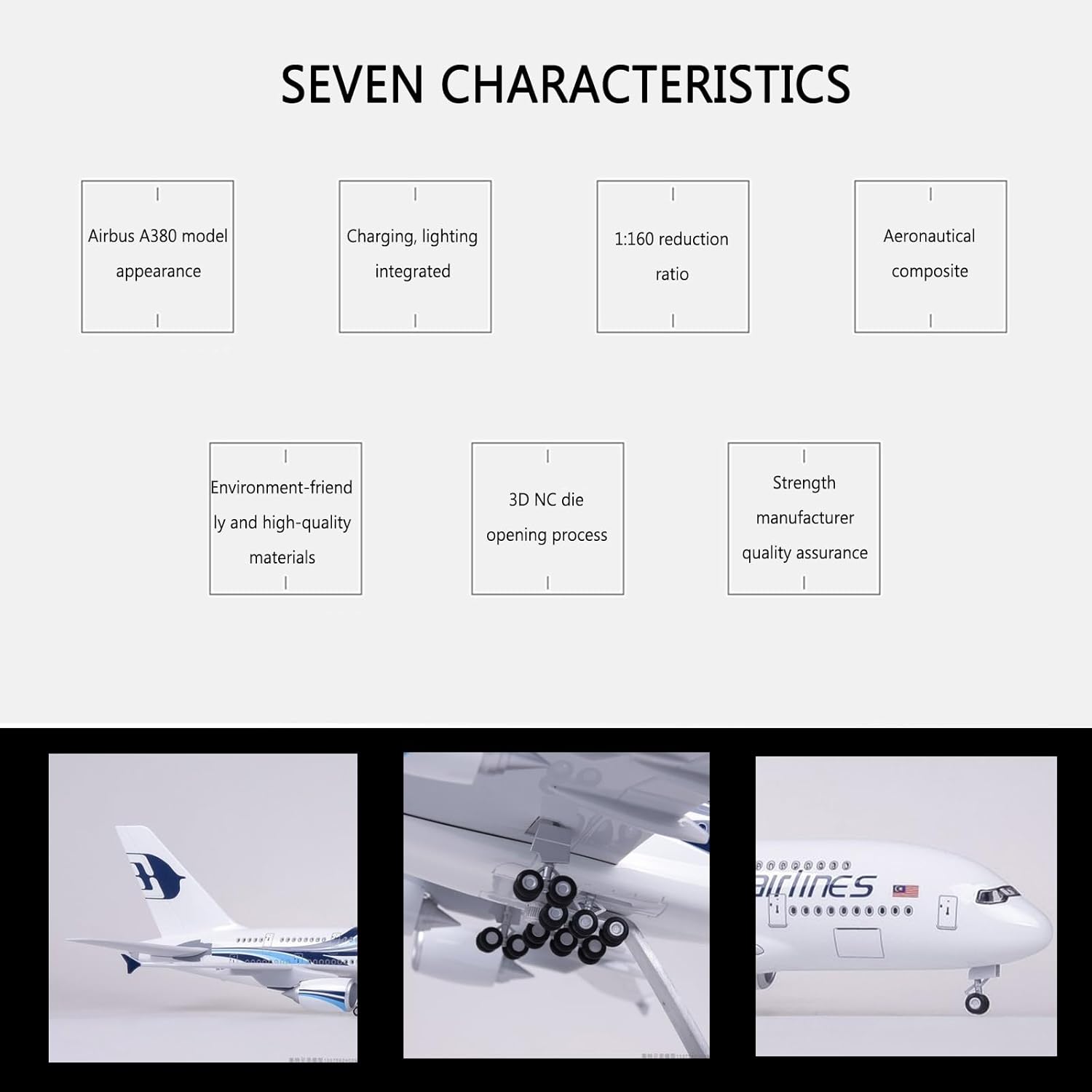1:160 스케일 말레이시아 항공 A380 금속 비행기 - Model Airplane Plastic 리뷰 및 가격